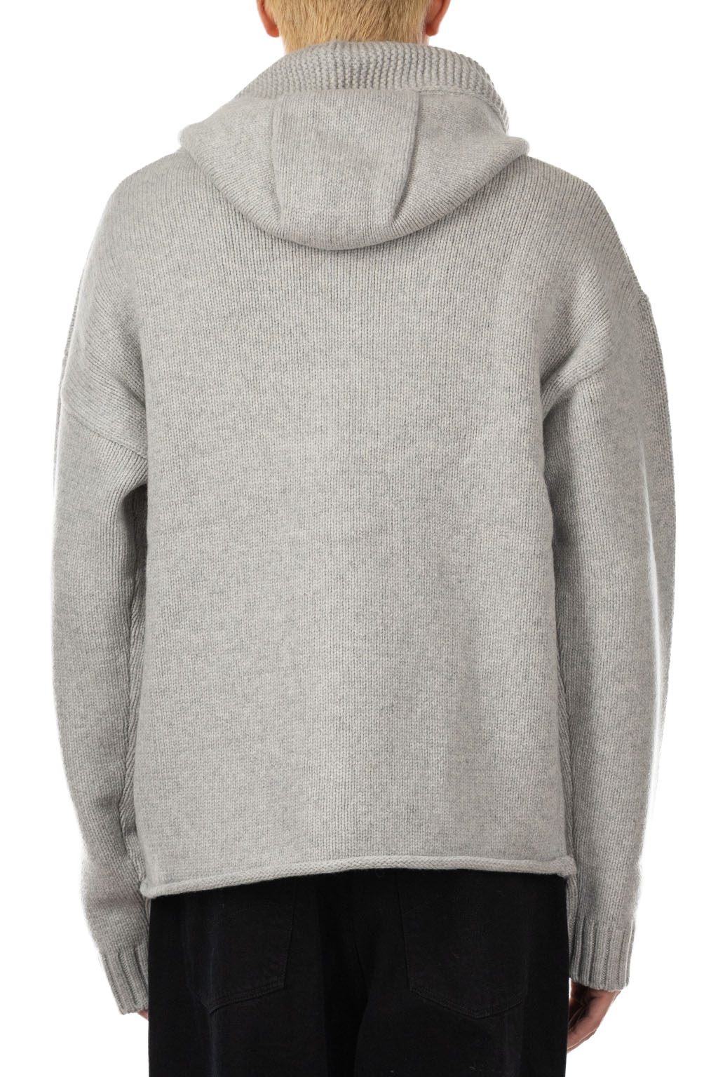 JW Anderson - Anchor Emroidery Zipped Hoodie -Light Grey Melange